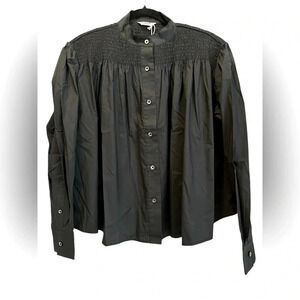 Thakoon NWT Poplin Smocked top in black size MEDIUM
